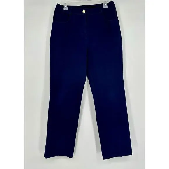 St. John Collection Twill Straight Leg Pant Size 6 Navy - Picture 3 of 10